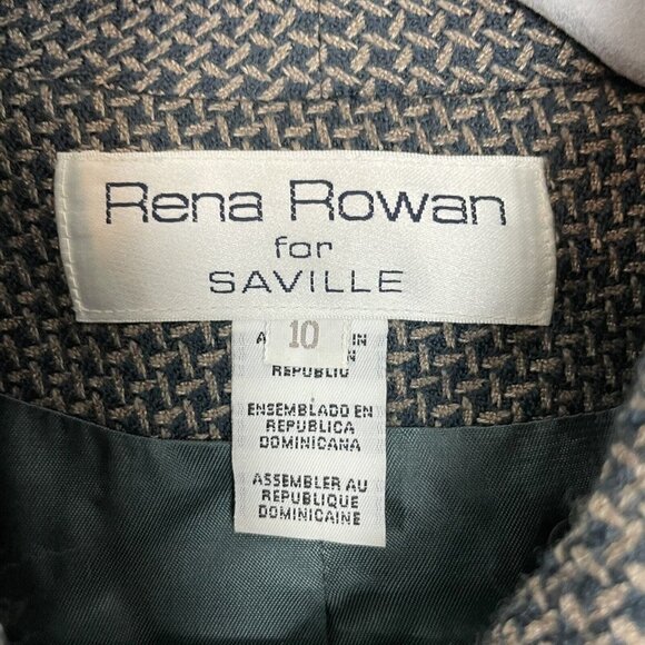 Rena Rowan For Saville Brown Tweed 5 Button Wool Blend Blazer Size 10 - Picture 3 of 7